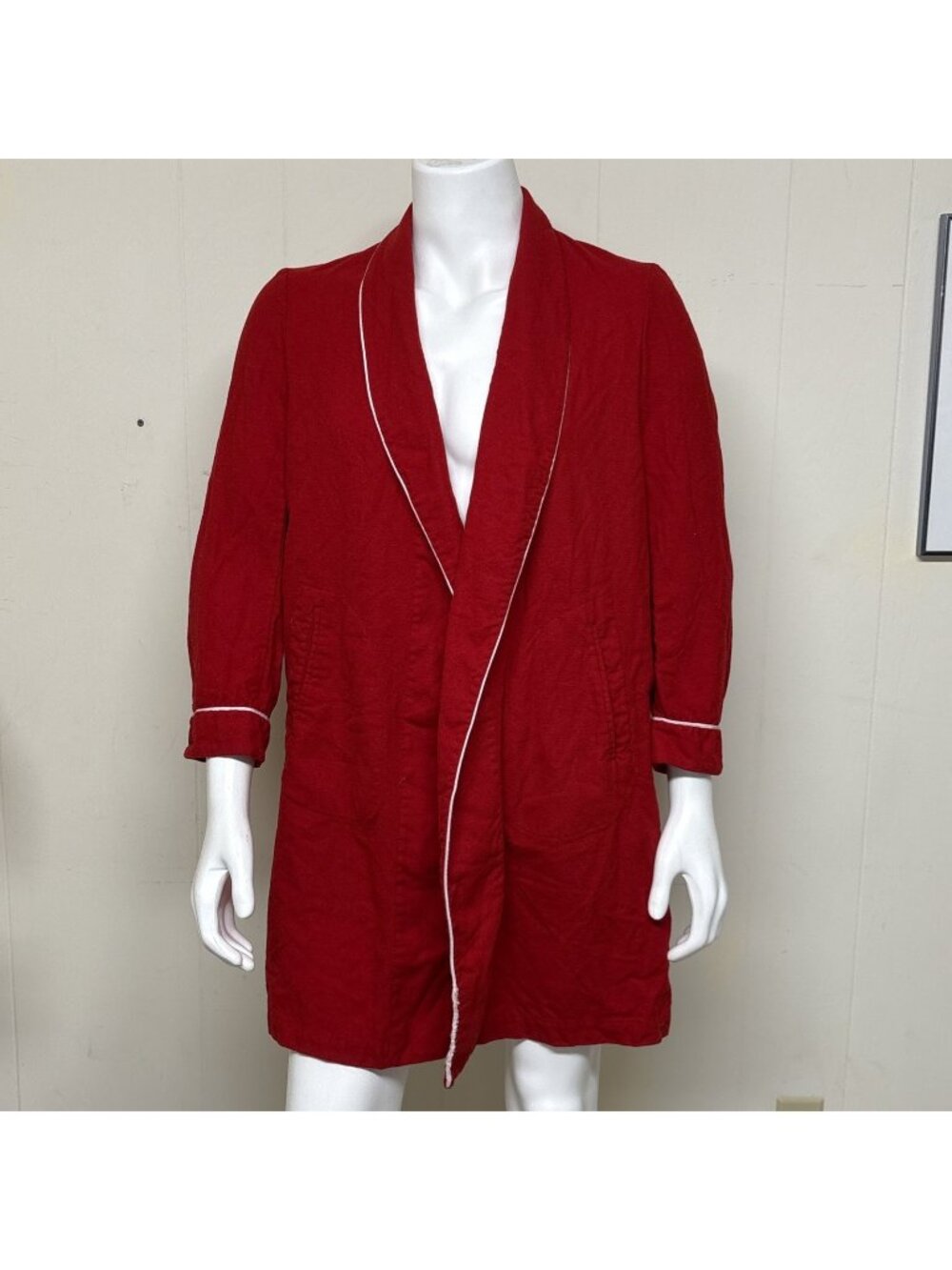 Vintage Pendleton Robe Mens Medium Red 100% Wool Housecoat 1960s